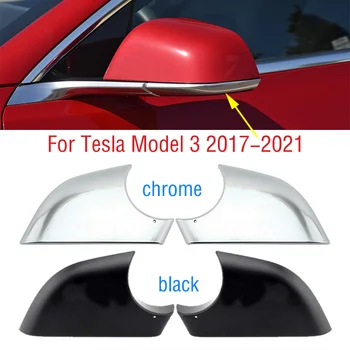 السيارة الخارجي الخلفية باب الجناح المرآة الجانبية أقل أسفل غطاء غطاء غطاء قذيفة الكروم الأسود عن تسلا نموذج 3 2017-2021