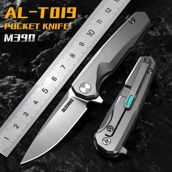 M390 شفرة T019 صغيرة قابلة للطي سكين TC4 سبائك التيتانيوم التعامل مع المحمولة سكين جيب EDC التخييم في الهواء الطلق الدفاع الذاتي أدوات هدية
