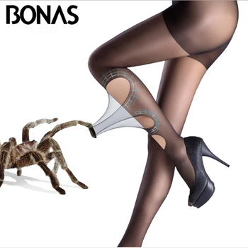 BONAS 15D العنكبوت الجوارب المسيل للدموع مقاومة نايلون, جوارب طويلة للنساء مكافحة هوك مثير تنفس الجوارب جوارب رقيقة الإناث Collant