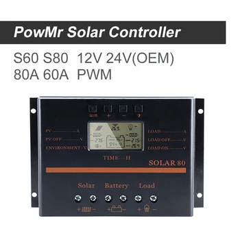 80A 60A لوحة للطاقة الشمسية وحدة تحكم المسؤول 12V 24V السيارات LCD USB شاحن البطارية الشمسية الشمسية عالية الكفاءة 60 Solar80 PWM منظم