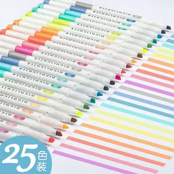 25 الألوان ZhiPai أقلام علامات مجموعة القلم المزدوج تلميح لطيف الأقلام العودة إلى المدرسة Kawaii القرطاسية Papeterie تمييز