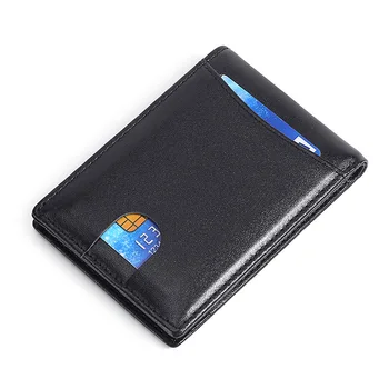 جلد حظر RFID بطاقة حامل المحفظة للرجال فخمة بطاقة حالة المحفظة المحفظة ضئيلة حامل البطاقة الرجال