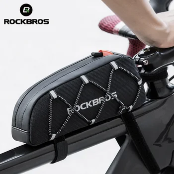 ROCKBROS دراجات حقيبة الأمامية العاكسة أعلى الإطار أنبوب حقيبة خفيفة المحمولة الدراجة لا يتجزأ قدرة كبيرة الجيب الدراجات والاكسسوارات