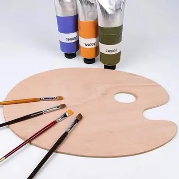 خشبية الفنانين لوحة مع ثقب الإبهام النفط اللوحة الأكريليك الطلاء البيضاوي لوحة صينية للكبار 3 أحجام