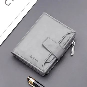 محفظة رجالية قصيرة متعددة بطاقة مشبك محفظة متعددة الوظائف جلد رمادي حقيبة المال بالجملة حقيبة المحفظة الفاخرة
