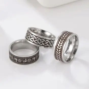النمط القديم الرجعية فايكنغ حلقات خمر الأسود تميمة الإسكندنافية اساطير المجوهرات سلتيك عقدة خاتم للنساء الرجال الإبداع هدية الجملة
