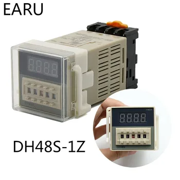 عالية DH48S-1Z LED الرقمية الموقت للبرمجة وقت تبديل ترحيل DH48S 0.01 S-99H99M DIN السكك الحديدية AC110V 220V 12V DC 24V قاعدة مقبس