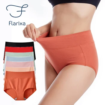 Flarixa عالية الخصر البطن السيطرة على سراويل النساء سلس الملابس الداخلية الناعمة الفتيات ملخصات لون الملابس الداخلية بالاضافة الى حجم M-XXXXL