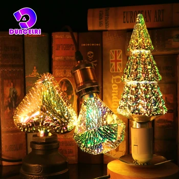 3D الديكور لمبة LED 6W E27 110V 220V خمر اديسون المصباح الكهربائي نجوم الألعاب النارية مصباح عطلة ضوء الليل الجدة شجرة عيد الميلاد