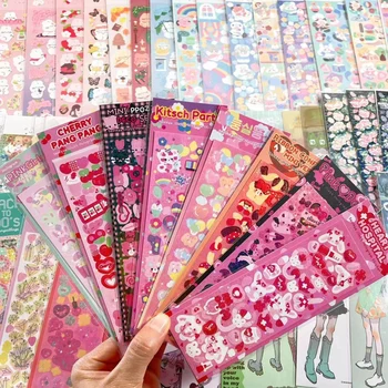 SKYSONIC بوبو مجموعة كاملة جيلي Floro مجلة ملصقات ديكور ختم Scrapbooking يبل الكرز الوردي فتاة الكورية Kawaii ملصقا Suppli