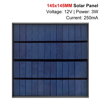 TZT 12V 250mA 3W الألواح الشمسية الكريستالات 145*145MM مصغرة Sunpower الشمسية ديي البطارية شاحن الهاتف الخليوي