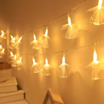 الألياف البصرية الجنية زهرة إكليل أضواء LED سلسلة شجرة مصباح باحة نوم ستائر المنزل في الهواء الطلق ديكور عيد الميلاد عطلة الإضاءة
