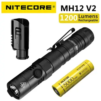 جديد NITECORE MH12v2 التكتيكية مصباح يدوي 1200LM كري XP-L2 V6 LED USB-ج القابلة لإعادة الشحن مصباح يدوي مع 5000mAh بطارية للتخييم