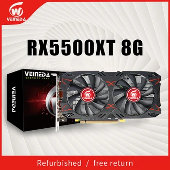 VEINEDA بطاقة الرسومات RX5500XT 8G الألعاب 8GB 128Bit GDDR6 PCI-E 4.0×8 GPU Radeon rx5500xt 8gb لعبة بطاقات الفيديو بلاكا دي حملت فيديو جديد