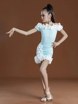 الرقص اللاتينية اللباس الفتيات الصيف الجديدة امتحان الصف المنافسة الأطفال تقسيم الأزياء الأداء زي فتاة