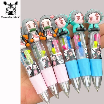 4 ألوان القاتل شيطان كامدو Tanjirou Nezuko المحيطة الرسوم المتحركة البسيطة قلم الطالب كتابة القرطاسية لون قلم رصاص