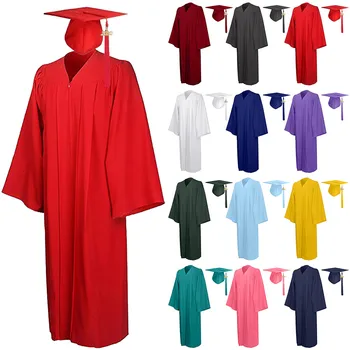 2022 سيدات الطالب التخرج Tasse كاب مجموعة قلادة رسمية المدرسة الثانوية الجلباب+قبعة مجموعة جامعة البكالوريوس الملابس دروبشيب