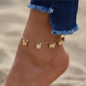 LETAPI البوهيمي لون الذهب فراشة والخلخال للمرأة الأزياء الخرز سلسلة شاطئ الصيف سوار سوار قدم الهدايا والمجوهرات