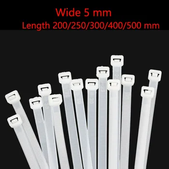 الذاتي قفل البلاستيك النايلون الكابل التعادل الأبيض الكابل التعادل الربط الدائري الصناعية ربط الكابل الكابل التعادل مجموعة واسعة 5 مم × 200 - 500 مم