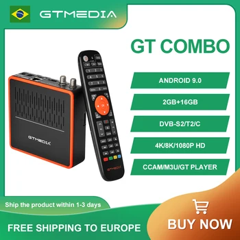 GTMEDIA GT السرد الروبوت مربع 4K 8K HD 4:2:2 الروبوت 9.0+DVB-S2X/T2/C استقبال الأقمار الصناعية التلفزيون فك 2GB 16GB+GTC الروبوت مربع