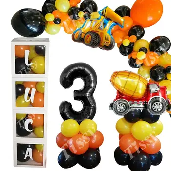 1set عدد بالون برج سيارة شاحنة حفارة البالونات الصبي البناء عيد ميلاد زينة DIY هدايا العرض