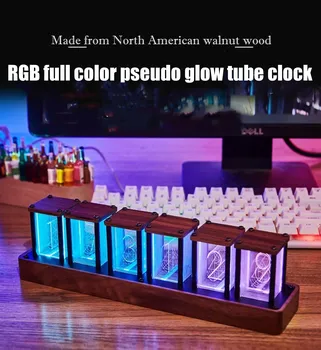 RGB Nixie توهج أنبوب الساعة DIY الجدول الخشب على مدار الساعة LED الإلكترونية يلية سطح المكتب مصباح الرقمي مشاهدة لعبة غرفة الديكور هدية