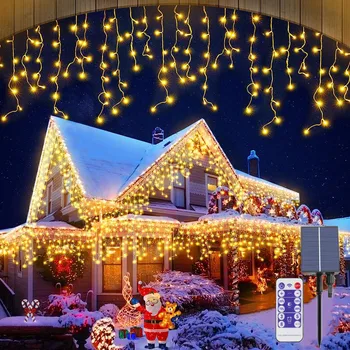 الصمام الطاقة الشمسية جليد سلسلة أضواء للماء عيد الميلاد الديكور الستار سلسلة أضواء غرف نوم باحة ساحة حديقة الزفاف الطرف