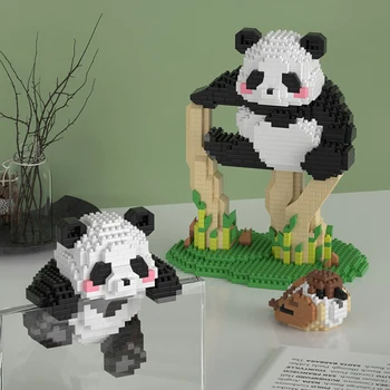 Kawaii الباندا الصغير لبنات بناء نموذج حيوان لطيف ميني الطوب الشكل مربع من ثلاثة الجمعية ألعاب اللعب للطفل الهدايا 3 في 1