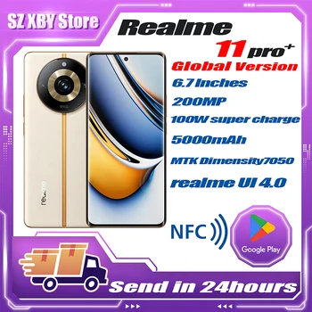 الإصدار العمومي Realme 11 برو بلس + 5G الهاتف المحمول MTK Dimensity7050 6.7 بوصة OLED 200MP الكاميرا NFC 5000mAh 100W سوبر تهمة