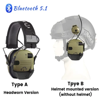 بلوتوث 5.1 مكافحة الضوضاء اطلاق النار سماعة الإلكترونية اطلاق النار غطاء للأذنين الصيد التكتيكية سماعة حماية السمع غطاء للأذنين