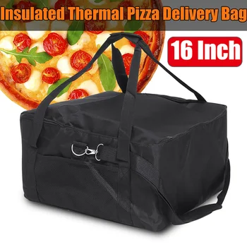 16 بوصة حامل سهلة الاستخدام معزول توصيل البيتزا كيس حراري قوة حاوية من المواد الغذائية الطازجة أكسفورد القماش التخزين المحمولة مربع أحمر