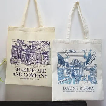 34*41cm النساء قماش لندن أرهب الكتب حمل الحقائب شكسبير حقيبة التسوق اليومي للطلاب الكتاب كيس القطن حقائب السفر