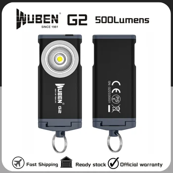 WUBEN G2 نوع C-المفاتيح القابلة لإعادة الشحن ضوء 500Lumens شعاع المسافة 47Meters بنيت في بطارية المغناطيسي الذيل مصباح يدوي صغير