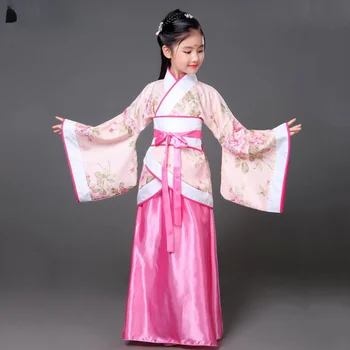 القديمة الاطفال الفساتين التقليدية الصينية زي البنات زي الرقص الشعبي الأداء هانفو اللباس للأطفال
