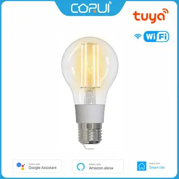 CORUI تويا واي فاي الذكية خيوط لمبة 7W LED ضوء مصباح E27 عكس الضوء الإضاءة 806Lm العمل مع الحياة الذكية Alexa Google الرئيسية
