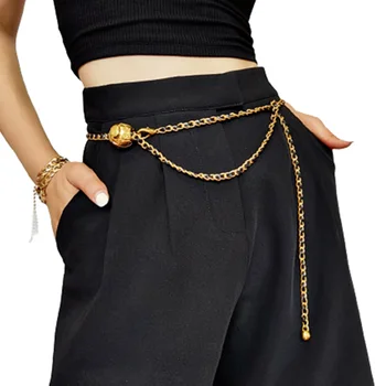 سلسلة أزياء حزام للنساء المعادن سلسلة الخصر مصمم العلامة التجارية الفاخرة الإناث اللباس الجينز الديكور حزام
